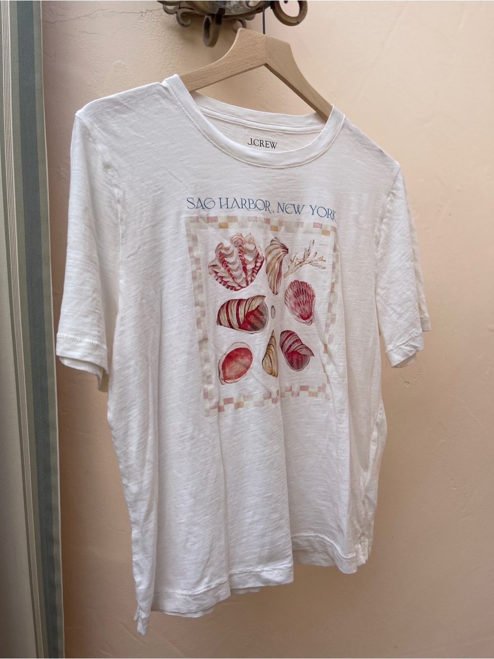 J.Crew White Crewneck Graphic Tee with Black Logo